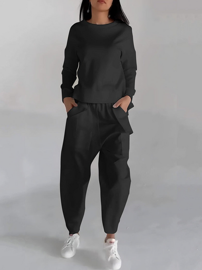 Casual Round Neck Long Sleeve Two Piece Set