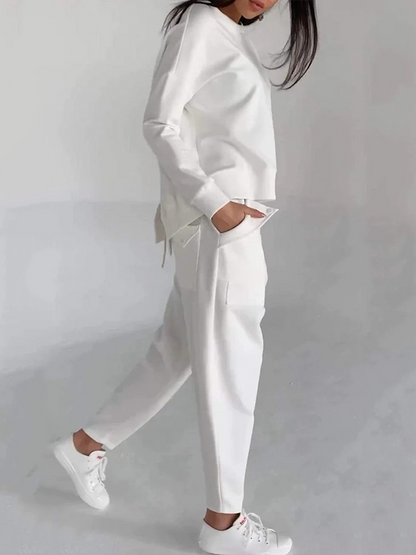 Casual Round Neck Long Sleeve Two Piece Set