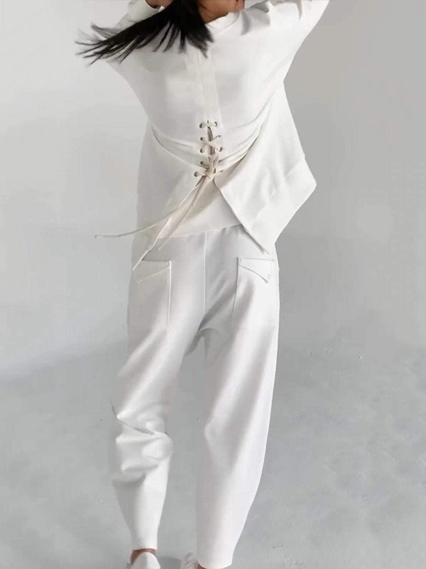 Casual Round Neck Long Sleeve Two Piece Set