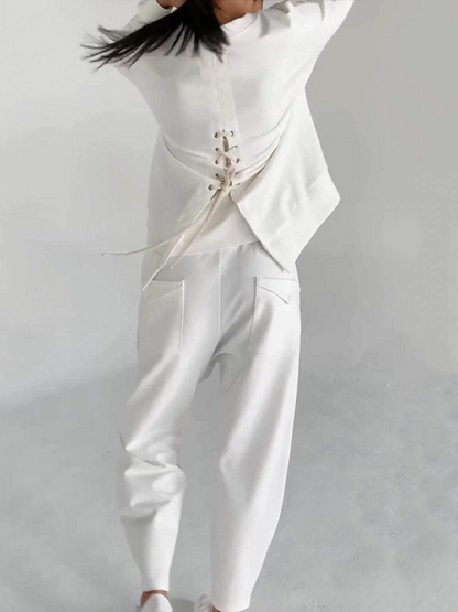 Casual Round Neck Long Sleeve Two Piece Set
