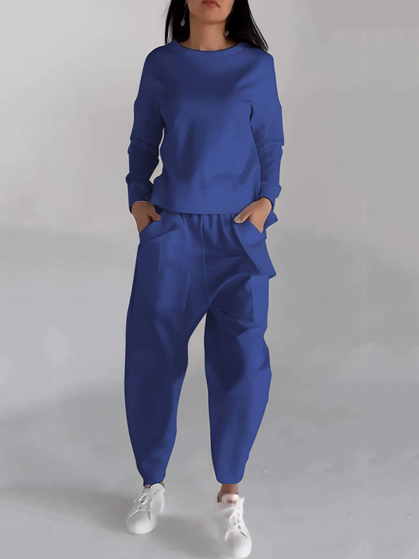 Casual Round Neck Long Sleeve Two Piece Set