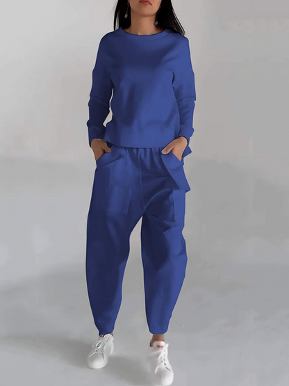 Casual Round Neck Long Sleeve Two Piece Set