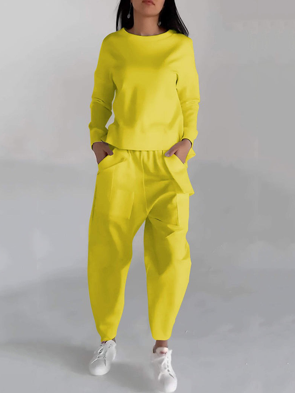 Casual Round Neck Long Sleeve Two Piece Set